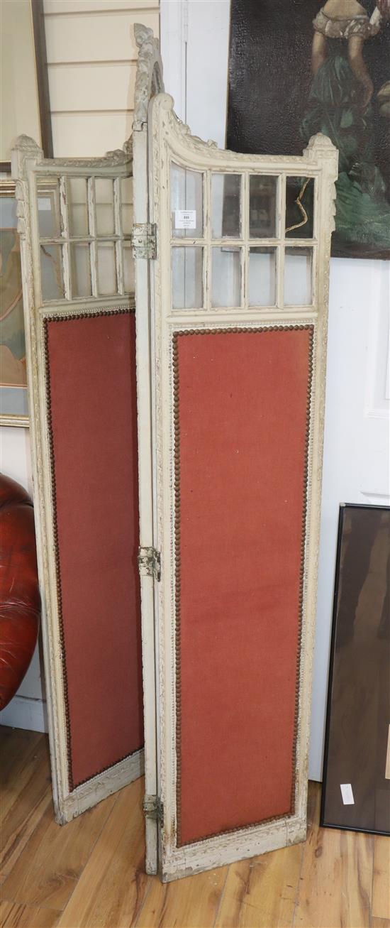 An early 20th century French gesso three fold dressing screen H.177cm